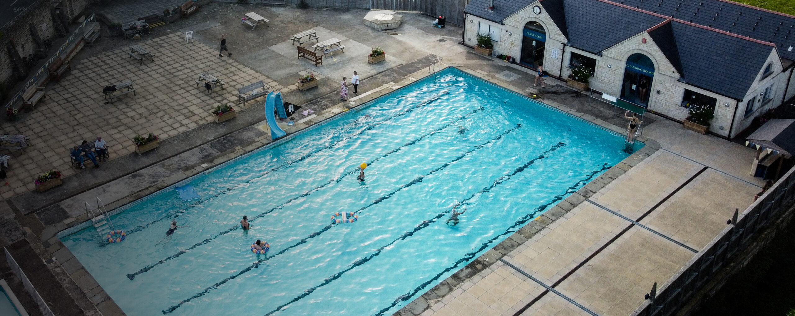 Overhead picture of the swimminng pool site