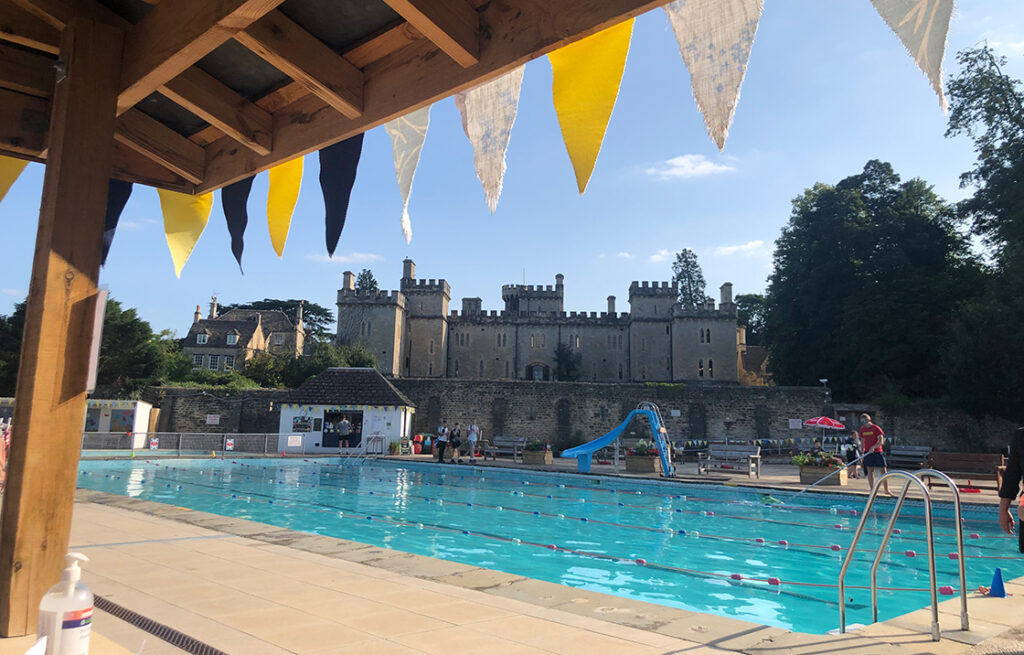 View of gate across the pool
